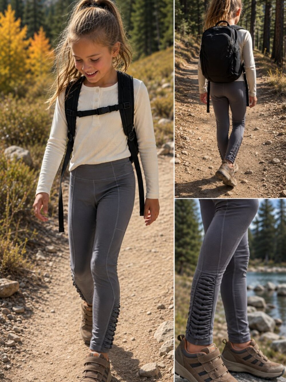 Athleta Girl Gray Ruched Ankle Athletic Leggings Size M 8-10 Yoga Running